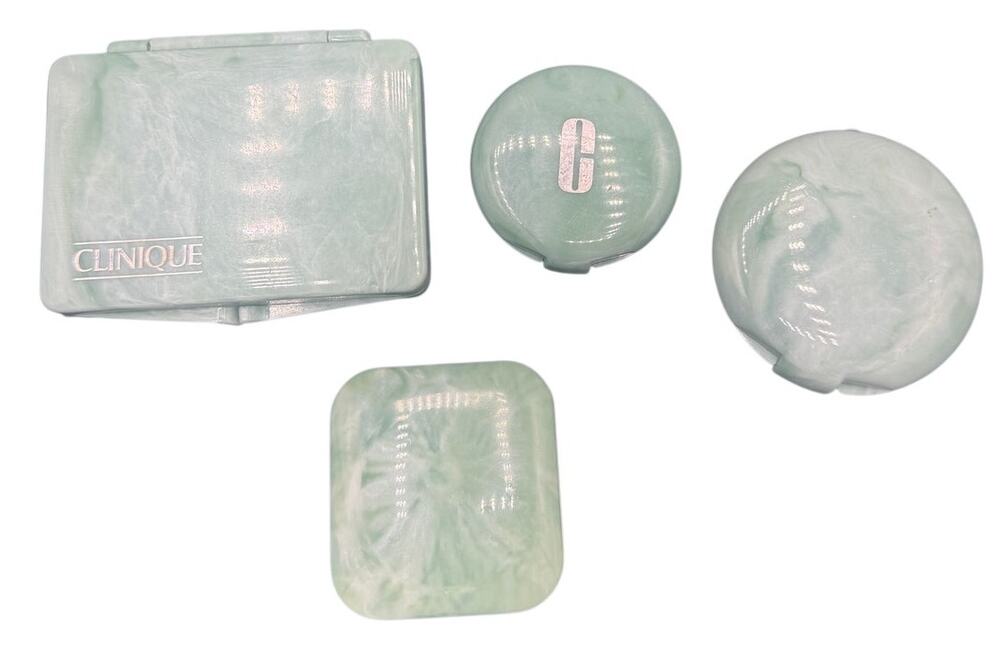 Vintage Clinique Green Marble Compact Powder Eyeshadow Case Lot 4 Piece